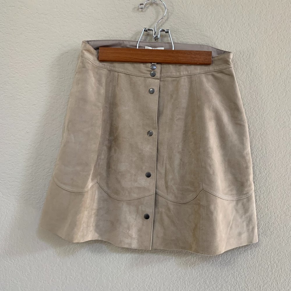 Joie Tan Suede Button Front Skirt